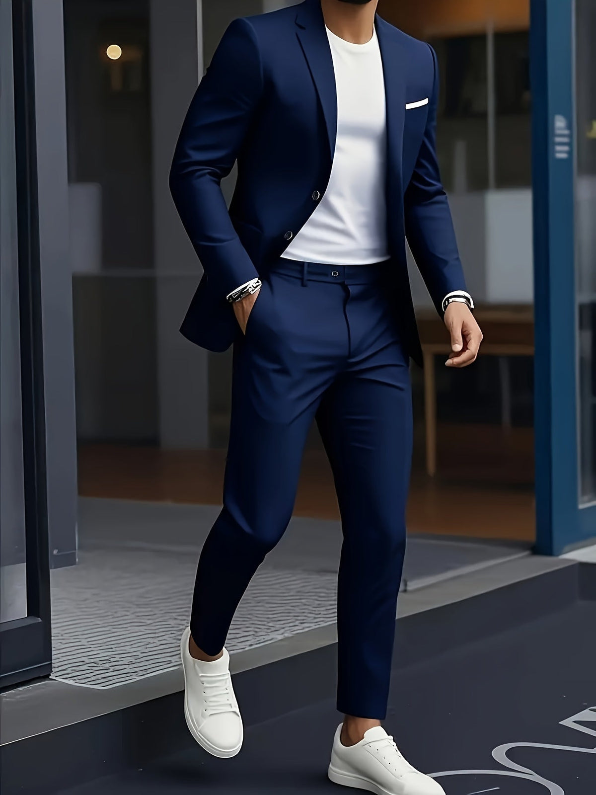 Tailored refined relaxed suit - Navy Blue