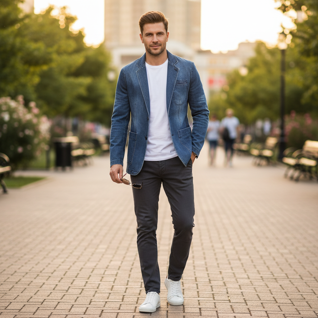 Men's Tailored Denim Blazer | Casual Stylish Jacket