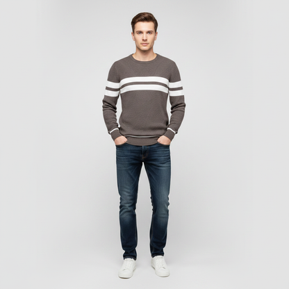 Eleganza Quotidiana | Striped Cotton-Poly Sweater for Men