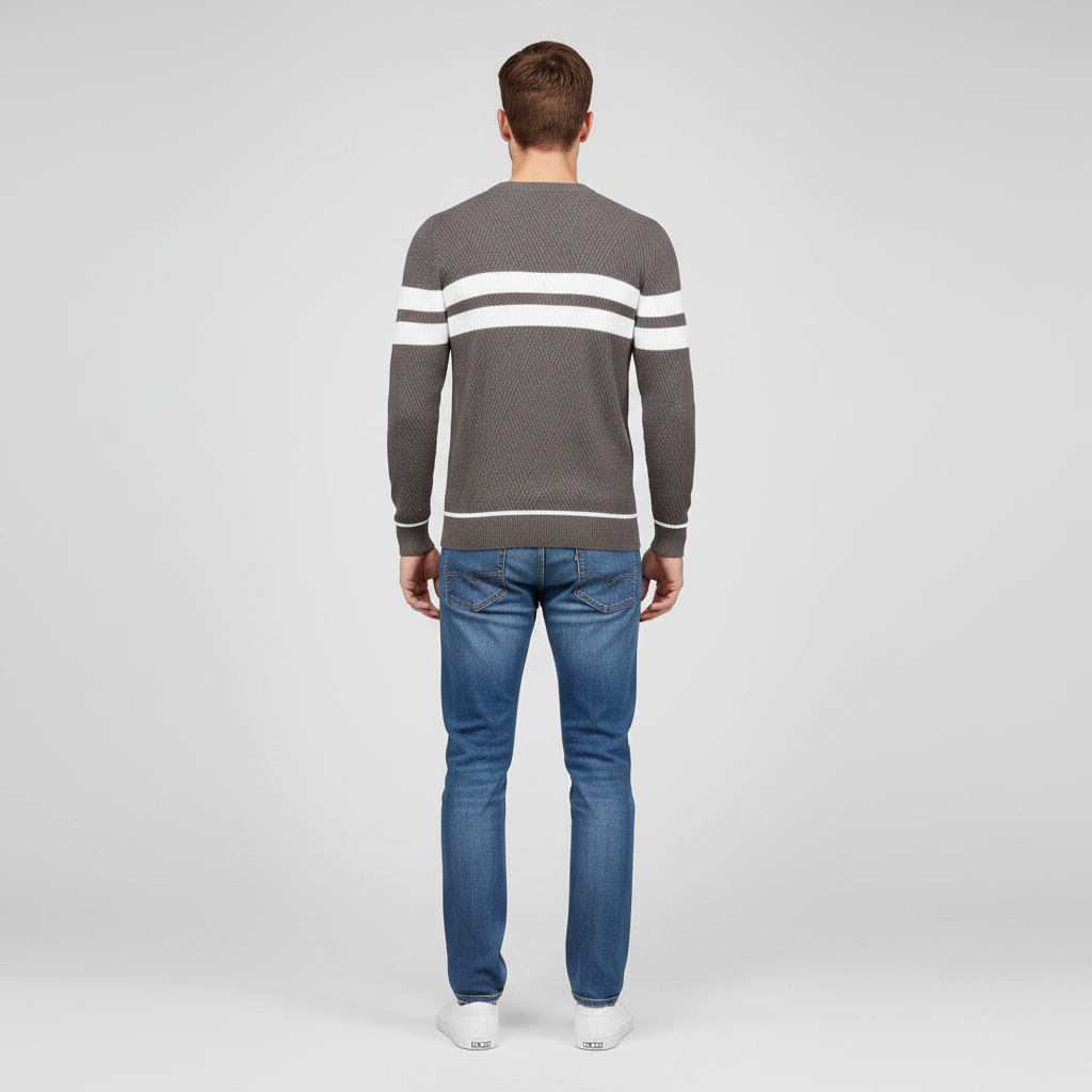 Eleganza Quotidiana | Striped Cotton-Poly Sweater for Men
