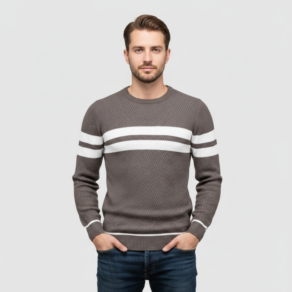 Eleganza Quotidiana | Striped Cotton-Poly Sweater for Men