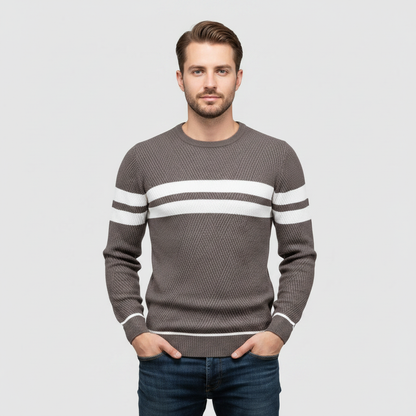 Eleganza Quotidiana | Striped Cotton-Poly Sweater for Men