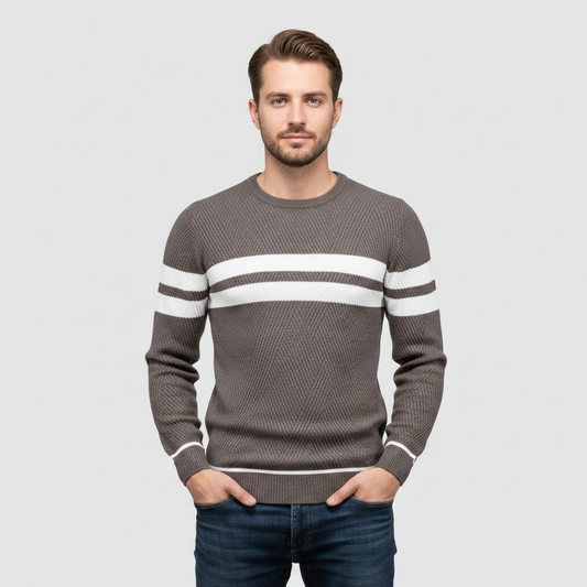 Eleganza Quotidiana | Striped Cotton-Poly Sweater for Men