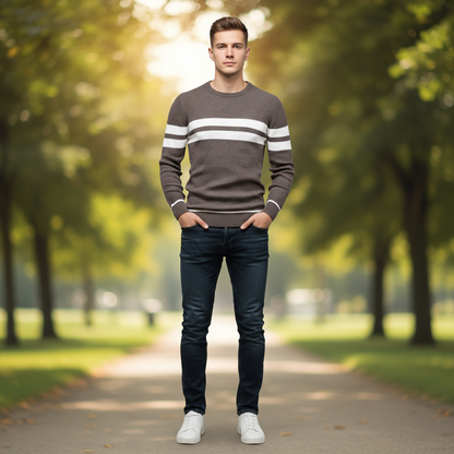 Eleganza Quotidiana | Striped Cotton-Poly Sweater for Men