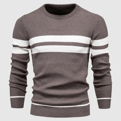 Eleganza Quotidiana | Striped Cotton-Poly Sweater for Men 0