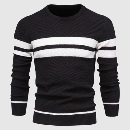 Eleganza Quotidiana | Striped Cotton-Poly Sweater for Men 1