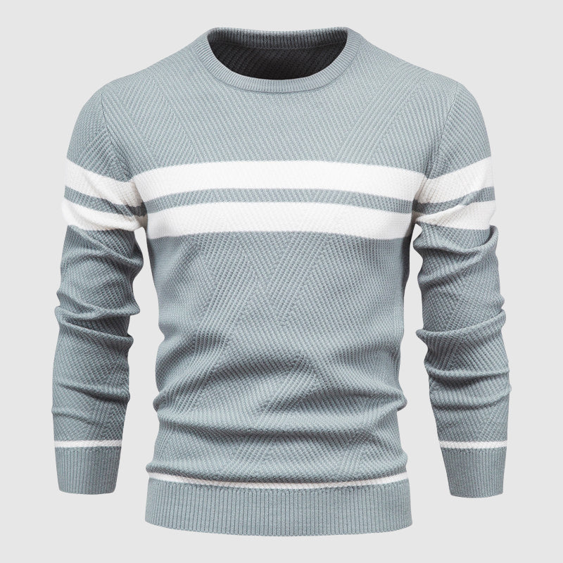 Eleganza Quotidiana | Striped Cotton-Poly Sweater for Men 4