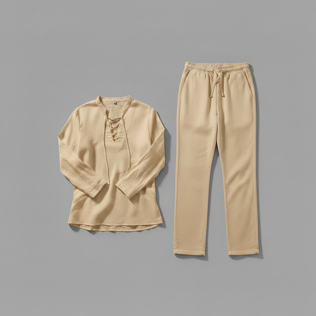 Milo | Men's Linen Set - White Two Piece Pants and Shirt