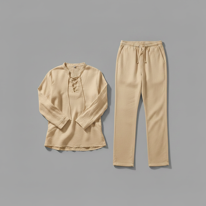 Milo | Men's Linen Set - White Two Piece Pants and Shirt