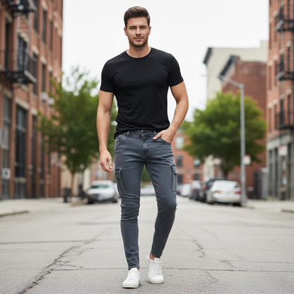Men's Cargo Jeans | Multi-Pocket Durable Fit for All Seasons