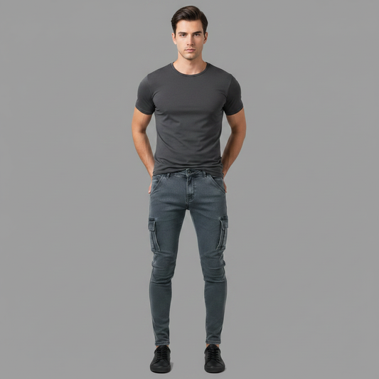 Men's Cargo Jeans | Multi-Pocket Durable Fit for All Seasons