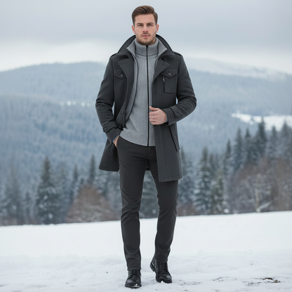 Men's 2-in-1 Winter Coat with Removable Liner for Wind Protection
