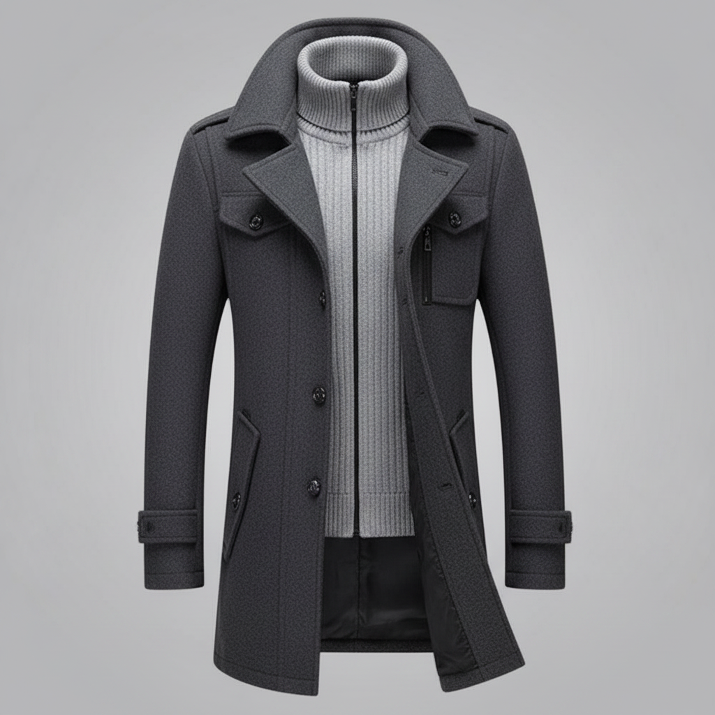 Men's 2-in-1 Winter Coat with Removable Liner for Wind Protection