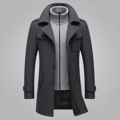 Men's 2-in-1 Winter Coat with Removable Liner for Wind Protection