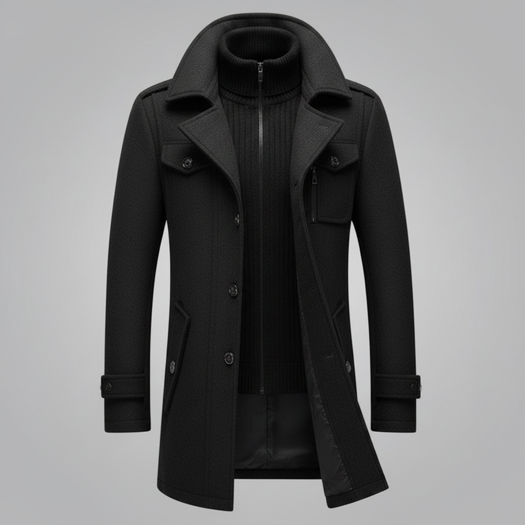 Men's 2-in-1 Winter Coat with Removable Liner for Wind Protection