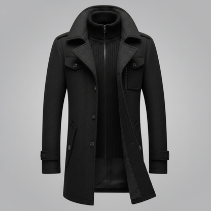 Men's 2-in-1 Winter Coat with Removable Liner for Wind Protection