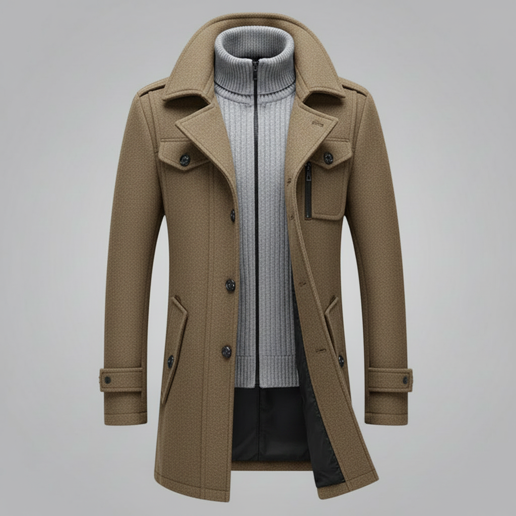Men's 2-in-1 Winter Coat with Removable Liner for Wind Protection