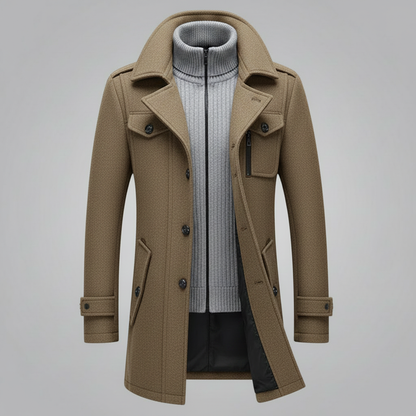 Men's 2-in-1 Winter Coat with Removable Liner for Wind Protection
