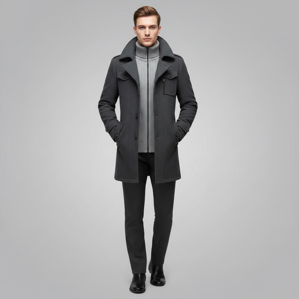 Men's 2-in-1 Winter Coat with Removable Liner for Wind Protection