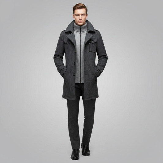 Men's 2-in-1 Winter Coat with Removable Liner for Wind Protection