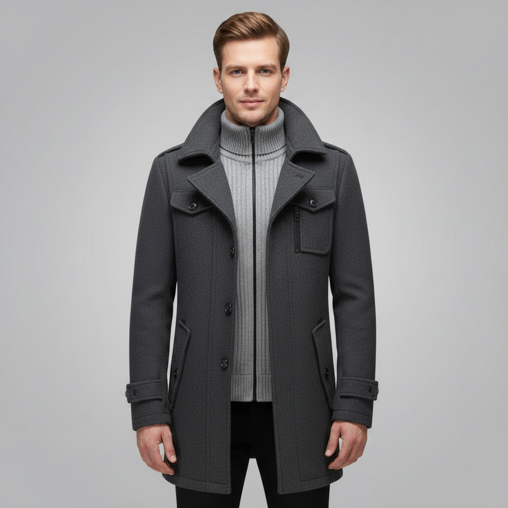 Men's 2-in-1 Winter Coat with Removable Liner for Wind Protection