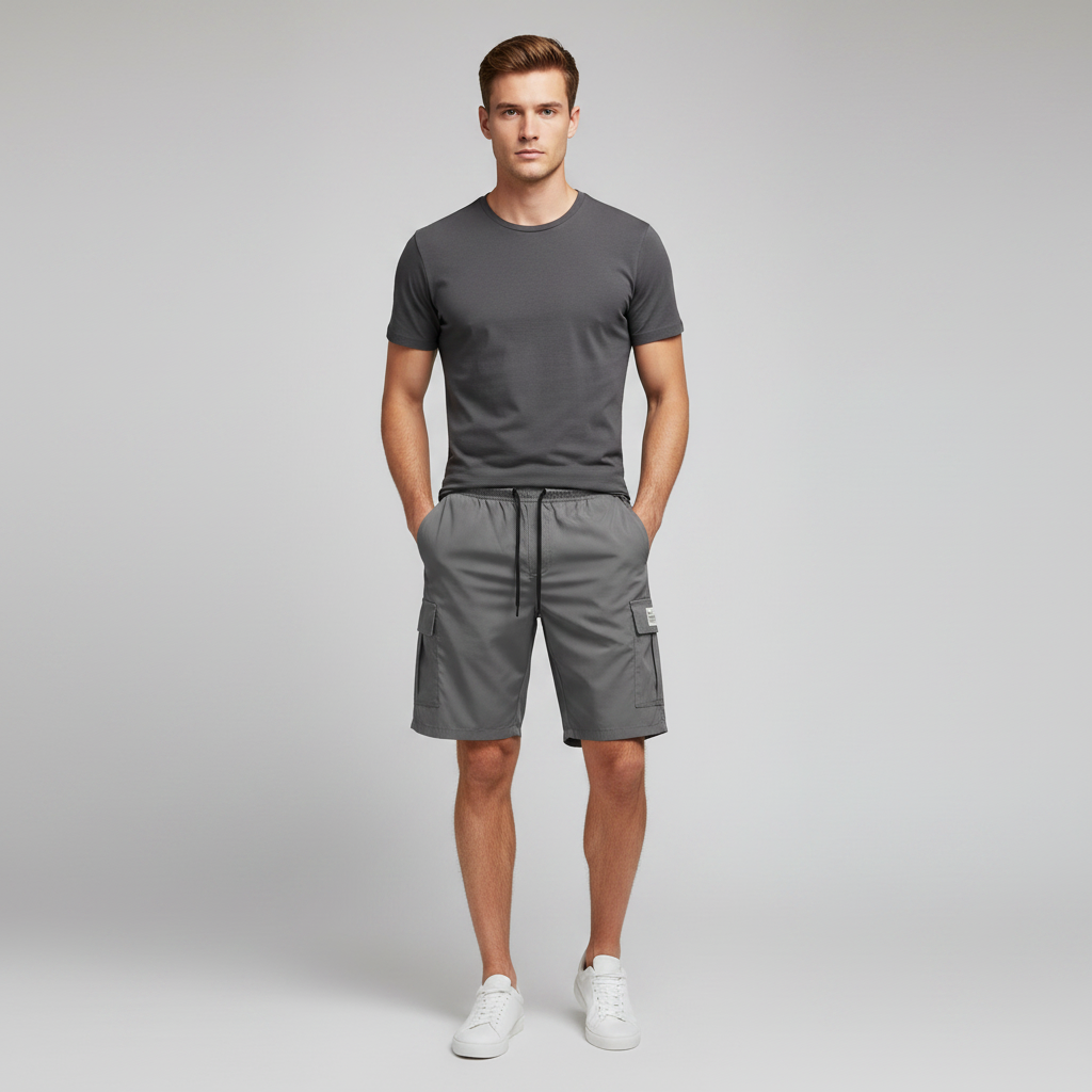 Men's Drawstring Cargo Shorts | Relaxed Fit Above Knee