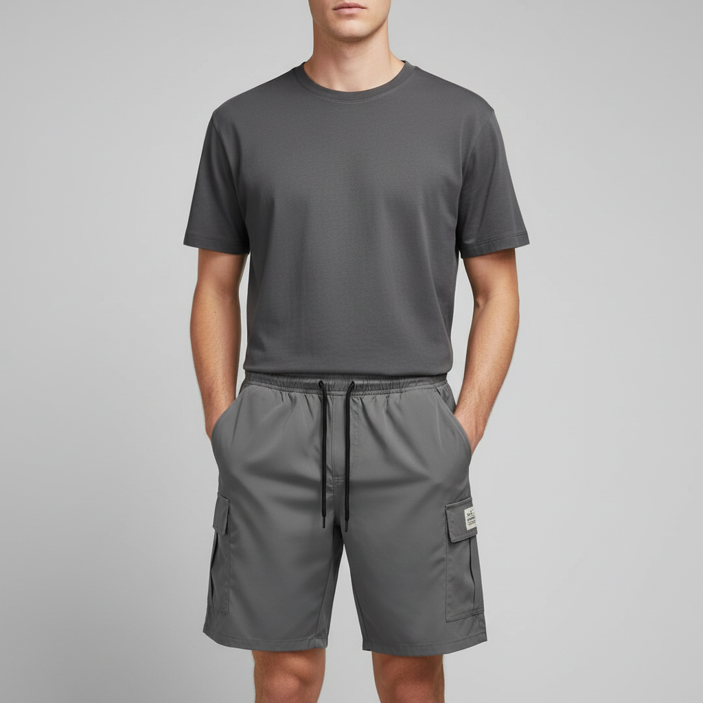 Men's Drawstring Cargo Shorts | Relaxed Fit Above Knee