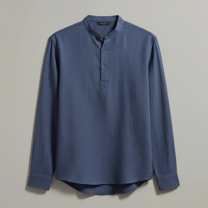 Men's Linen Henley Shirt Long Sleeve Relaxed Fit