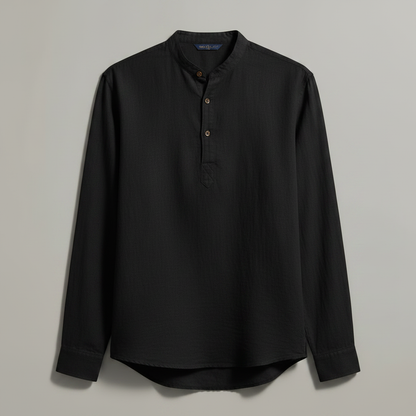 Men's Linen Henley Shirt Long Sleeve Relaxed Fit