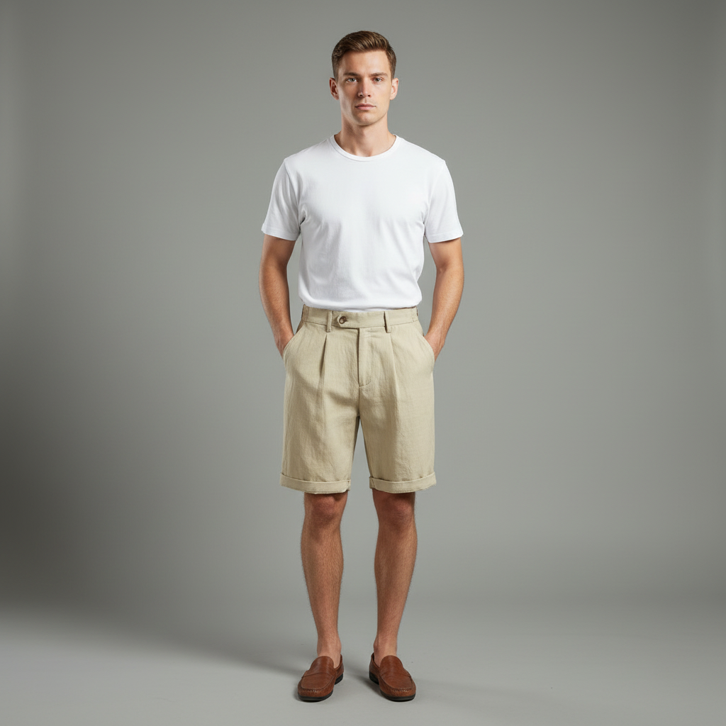 Men's Pleated Chino Shorts | Lightweight Casual Wear