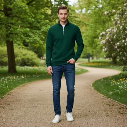 Men's Quarter-Zip Sweatshirt with Stand Collar | Men's Sweatshirt