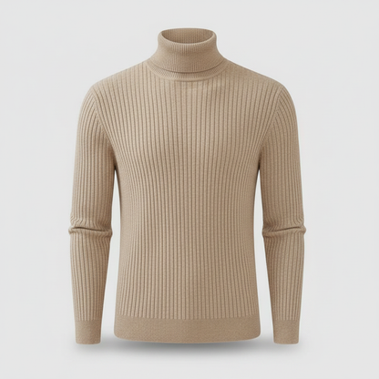 Men's Ribbed Turtleneck Sweater | Slim Fit Knit Top