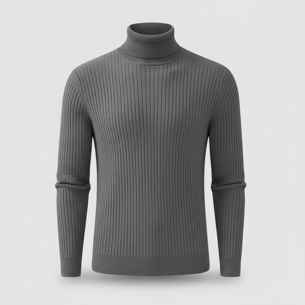 Men's Ribbed Turtleneck Sweater | Slim Fit Knit Top