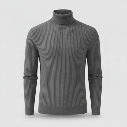 Men's Ribbed Turtleneck Sweater | Slim Fit Knit Top