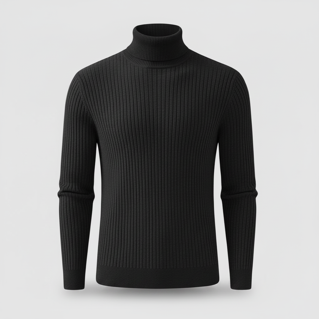 Men's Ribbed Turtleneck Sweater | Slim Fit Knit Top