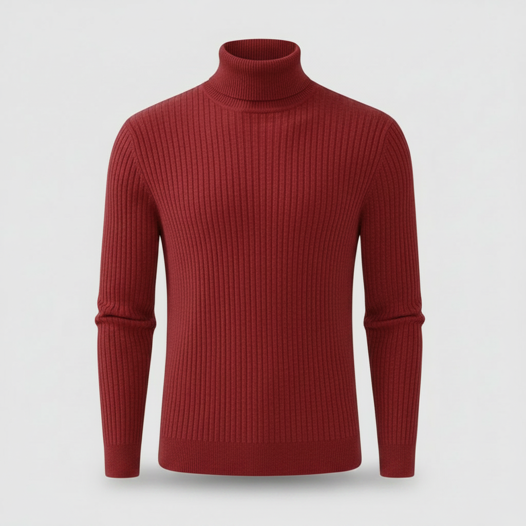 Men's Ribbed Turtleneck Sweater | Slim Fit Knit Top