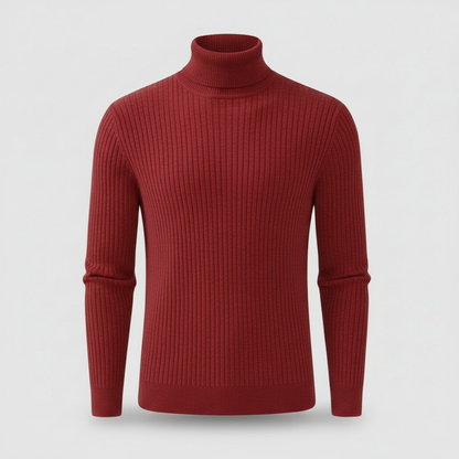 Men's Ribbed Turtleneck Sweater | Slim Fit Knit Top