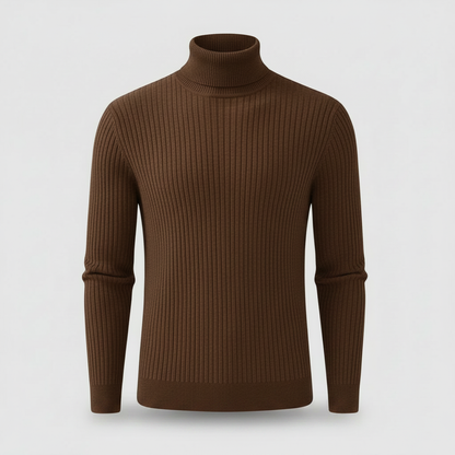 Men's Ribbed Turtleneck Sweater | Slim Fit Knit Top