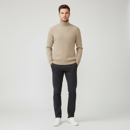 Men's Ribbed Turtleneck Sweater | Slim Fit Knit Top
