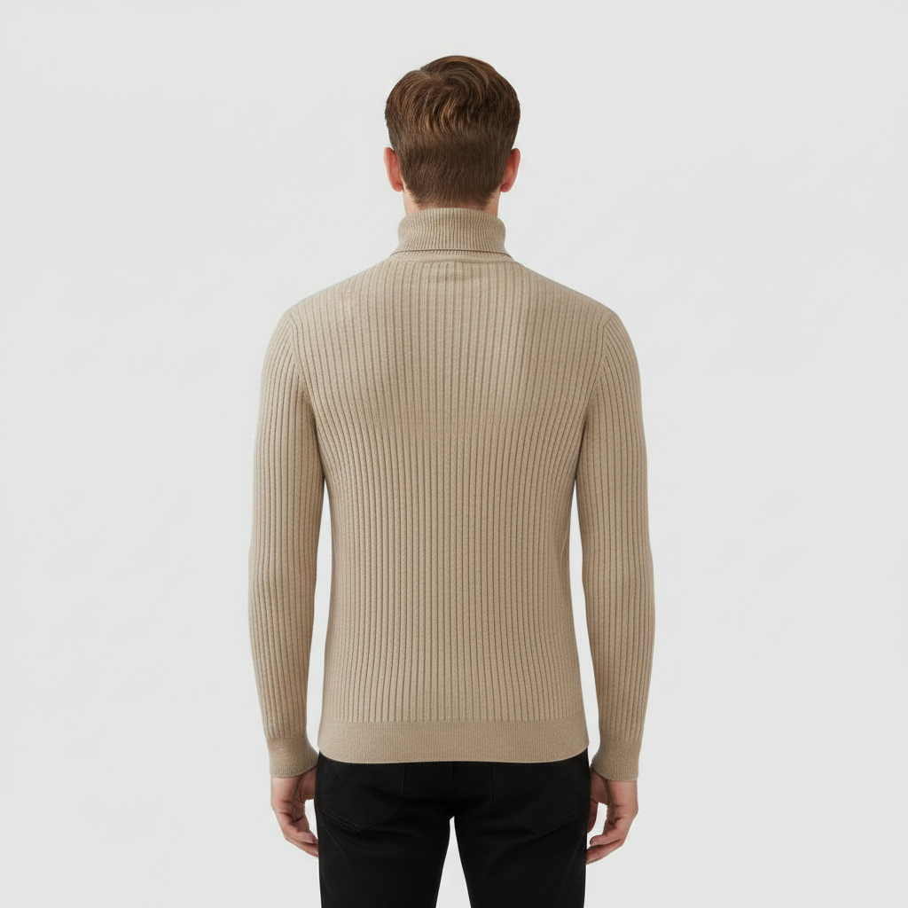 Men's Ribbed Turtleneck Sweater | Slim Fit Knit Top