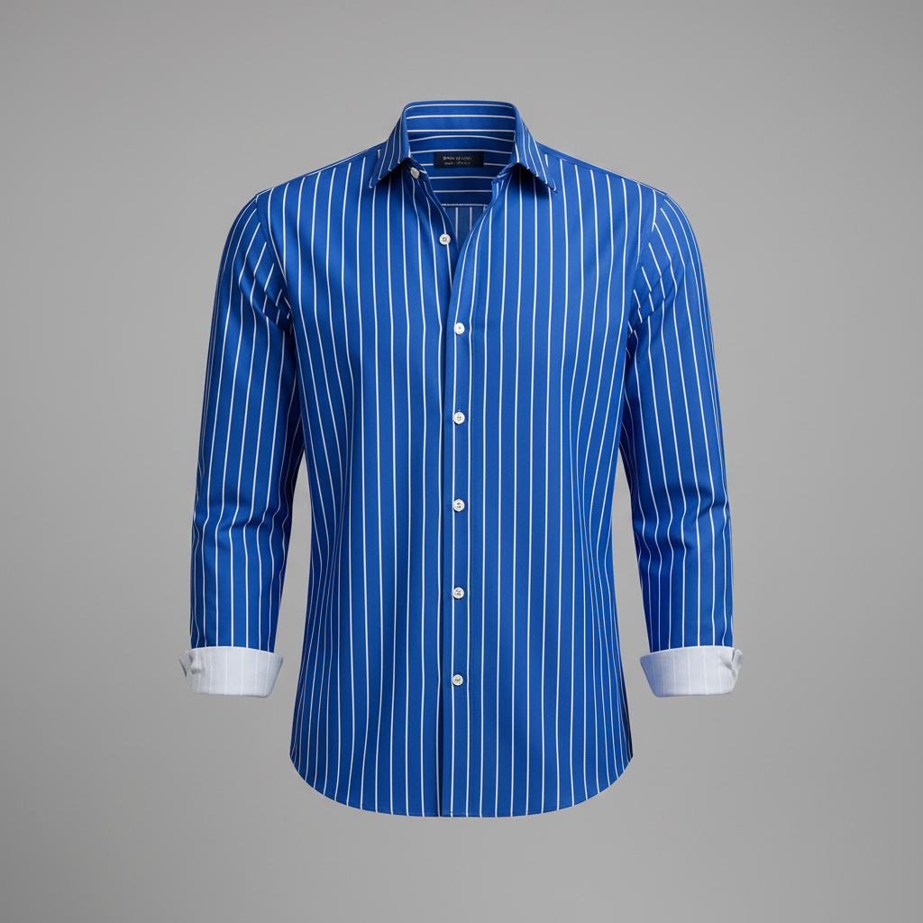 Men's Vertical Striped Long Sleeve Button-Front Shirt
