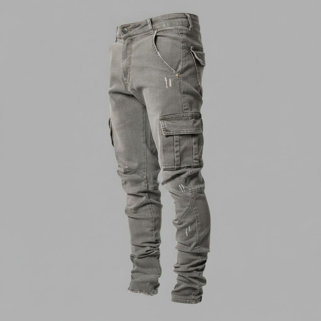 Men's Slim-Fit Stretch Denim Cargo Pants | Cargo Pants