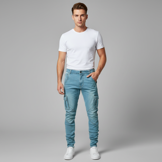 Men's Slim-Fit Stretch Denim Cargo Pants | Cargo Pants