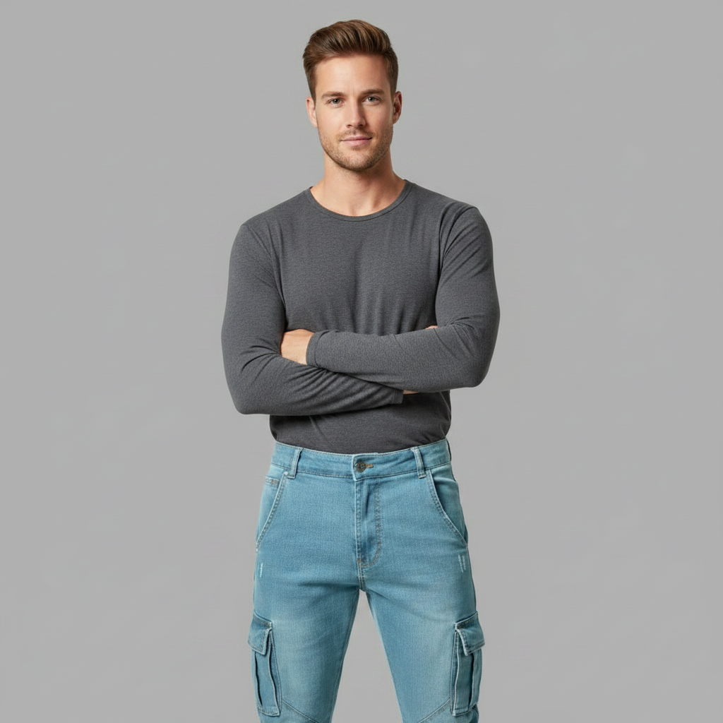 Men's Slim-Fit Stretch Denim Cargo Pants | Cargo Pants