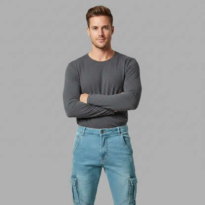 Men's Slim-Fit Stretch Denim Cargo Pants | Cargo Pants