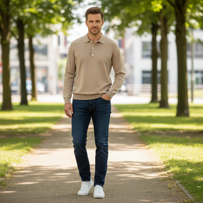 Men's Classic Long Sleeve Polo Shirt | Casual Polo Shirts