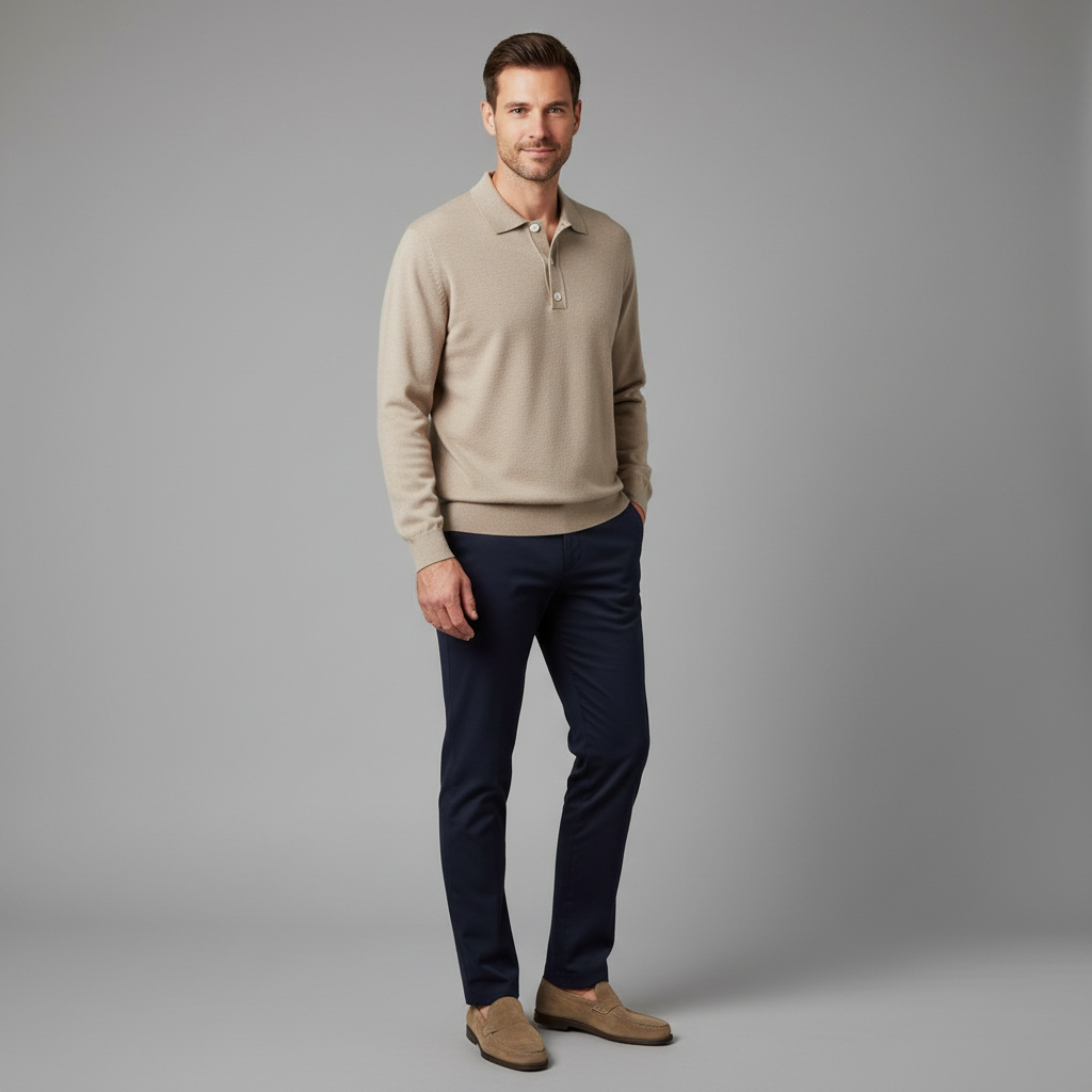 Men's Classic Long Sleeve Polo Shirt | Casual Polo Shirts
