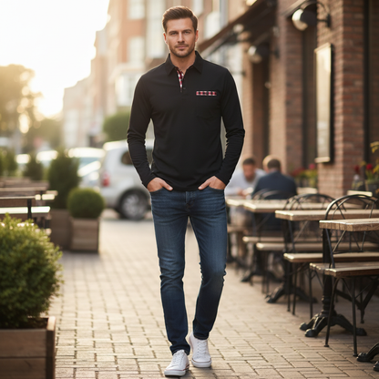 Men's Long Sleeve Polo | Classic Fit Polo Shirt