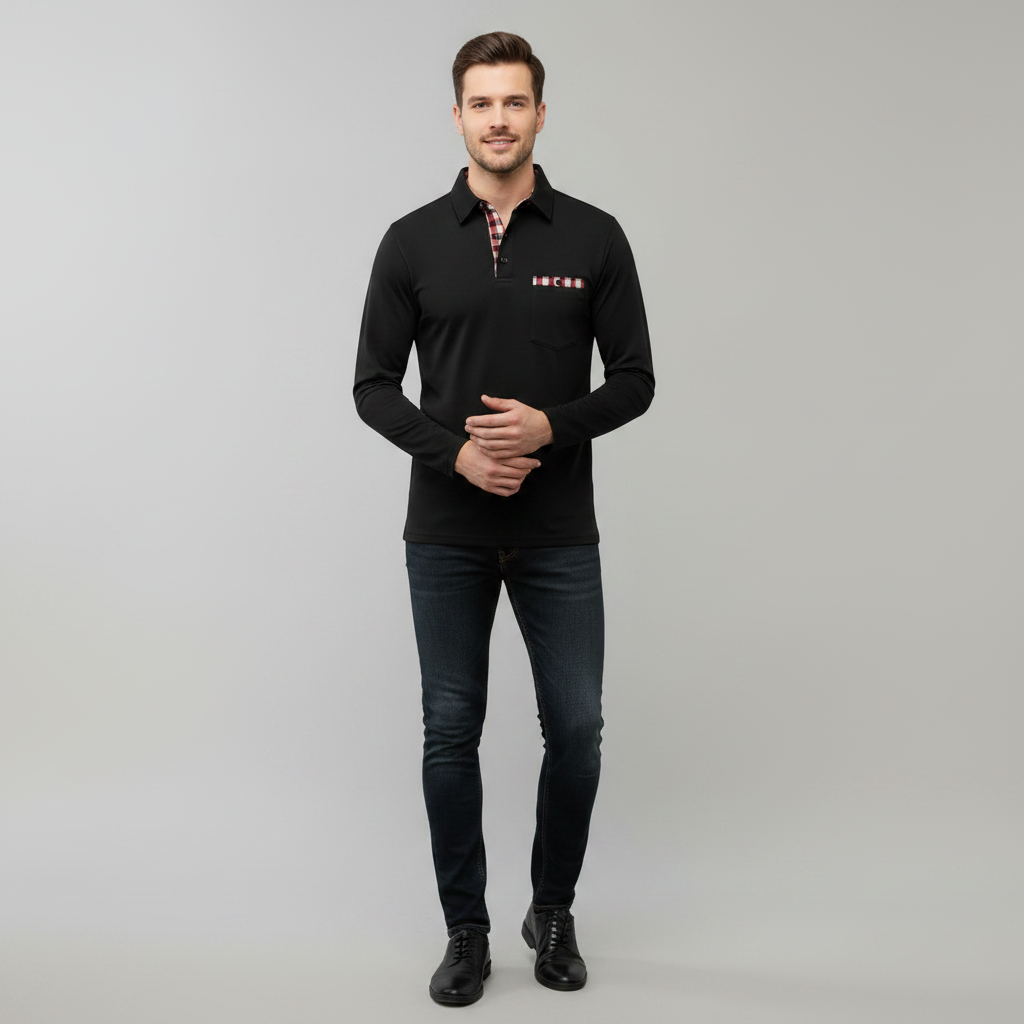 Men's Long Sleeve Polo | Classic Fit Polo Shirt