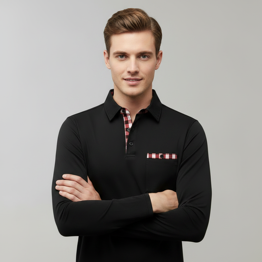Men's Long Sleeve Polo | Classic Fit Polo Shirt